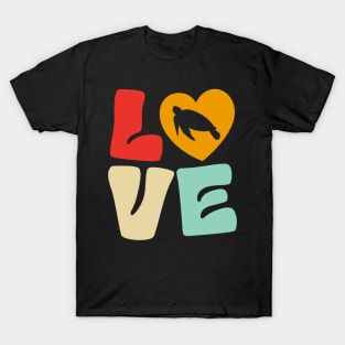 Turtles Typography Love Shape Heart Reptiles Testudines T-Shirt